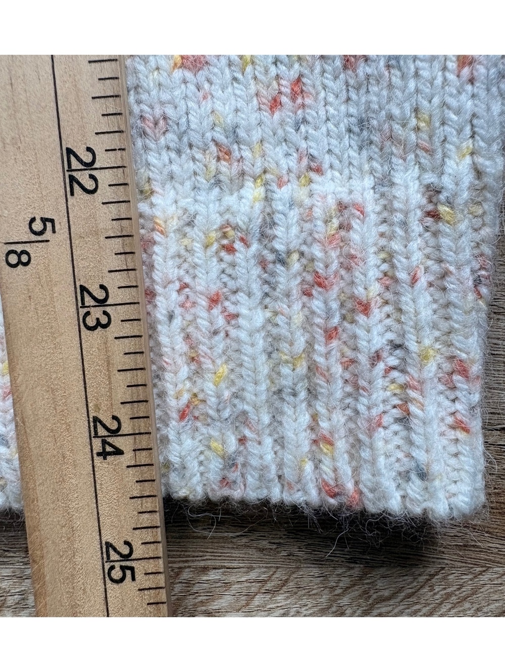 Women's Large Speckled Knit Sweater with Ruffle Shoulder Detail - Picture 6 of 6